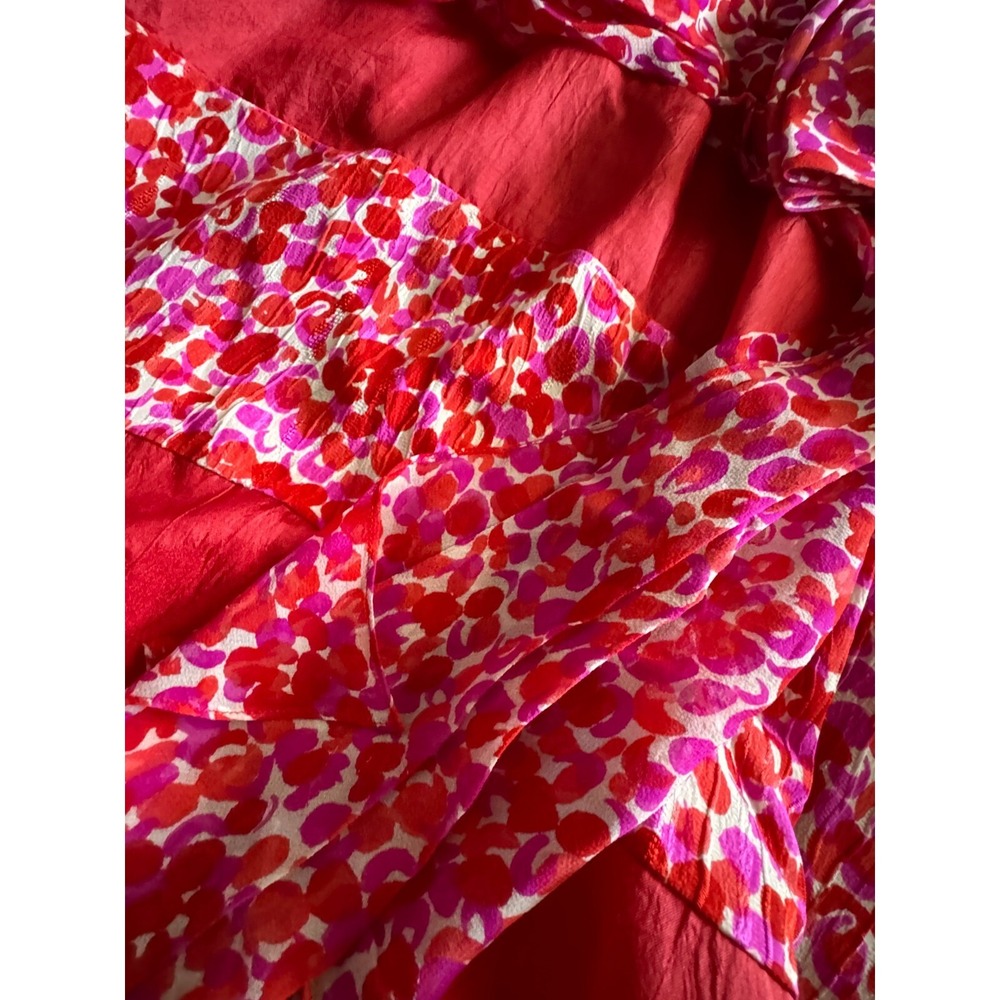 Rickie Freeman Teri Jon dress vintage 1970s ruffle 100% silk front bow Rare - Picture 4 of 11